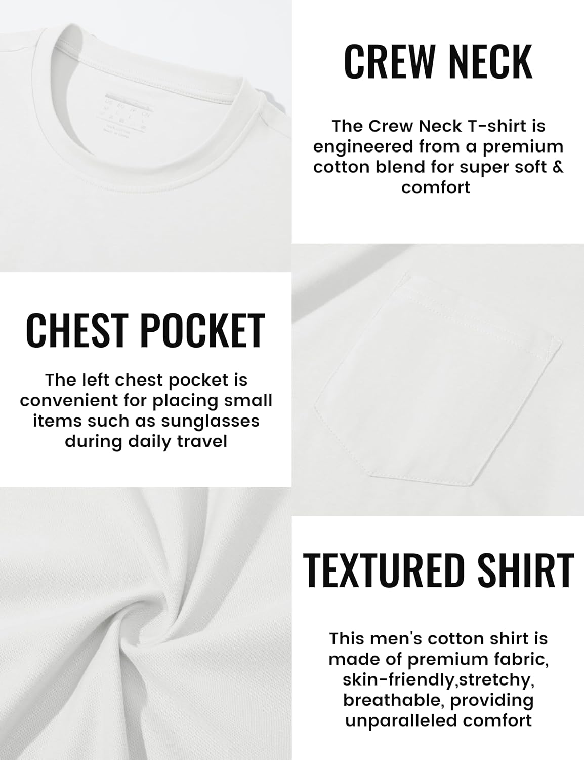 TACVASEN Mens Long Sleeve Tee Shirts Cotton Lightweight Casual Pocket Crew Neck Work T Shirts for All Season