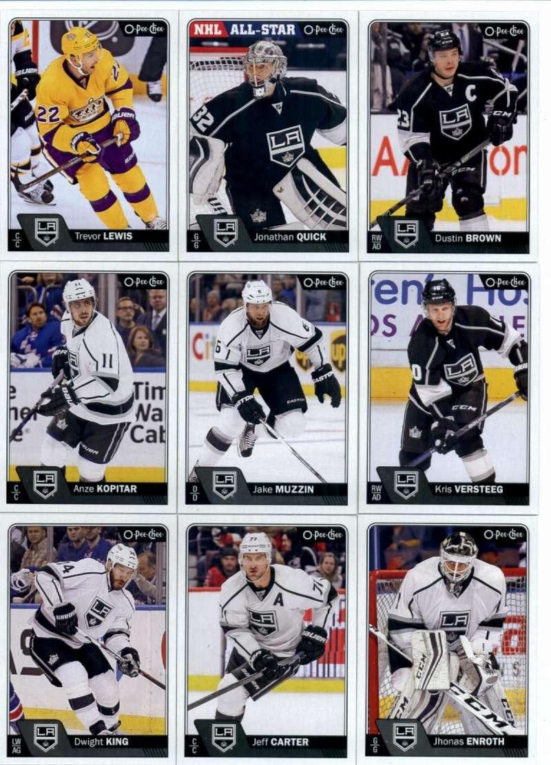 2016-17 O-Pee-Chee Hockey Los Angeles Kings Team Set of 20 Cards Snap Case: Jonathan Quick(#1), Trevor Lewis(#22), Kris Versteeg(#30), Dustin Brown(#54), Jake Muzzin(#82), Anze Kopitar(#100), Jhonas Enroth(#122), Jeff Carter(#134), Dwight King(#149), Vincent Lecavalier(#216), Alec Martinez(#238), Luke Schenn(#286), Milan Lucic(#296), Brayden McNabb(#308), Tyler Toffoli(#322), Marian Gaborik(#332), Tanner Pearson(#365), Rob Scuderi(#402), Drew Doughty(#503), Nick Shore(#534)