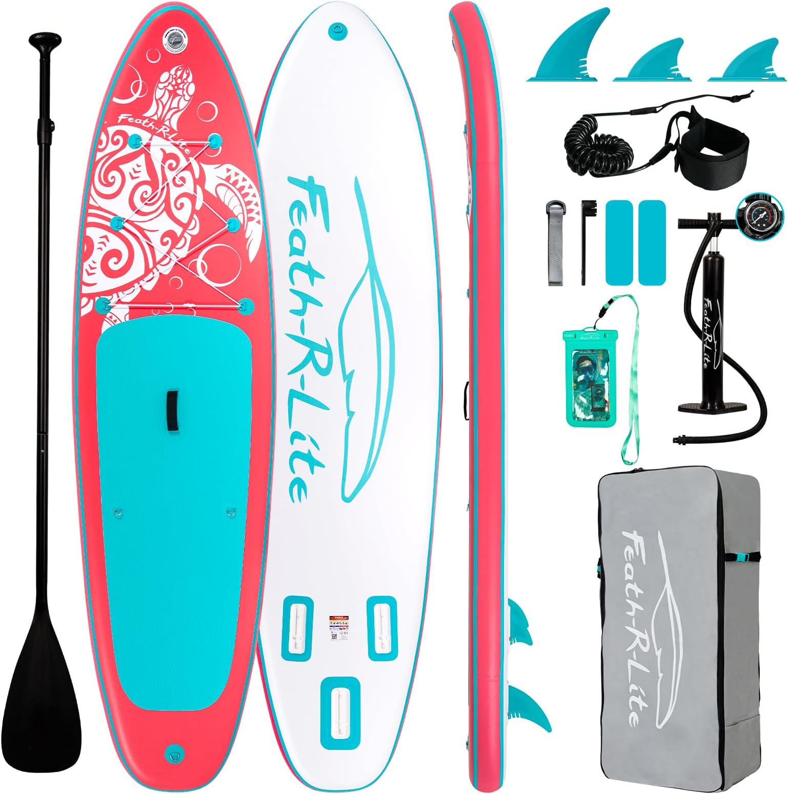 FEATH-R-LITE Inflatable Ultra-Light 10'×30''/10'6''×33'' Stand Up Paddle Board for All Skill Levels with Premium SUP Paddleboard Accessories,Non-Slip Comfort Deck for Youth & Adults