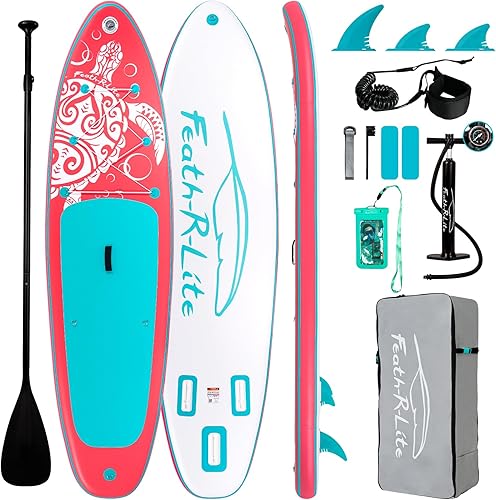 Vista 18 de FEATH-R-LITE Tabla de paddle surf inflable ultraligera de 10 pies x 30 pulgadas/10 pies 6 pulgadas x 33 pulgadas, para todos los niveles