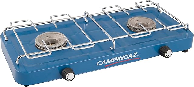 Campingaz Base Camp Various Cooking Options with 2 Plates, 2 Burner Gas Stove with Power 2 x 1600 Watt, Unisex, Adult, Blue, One Size