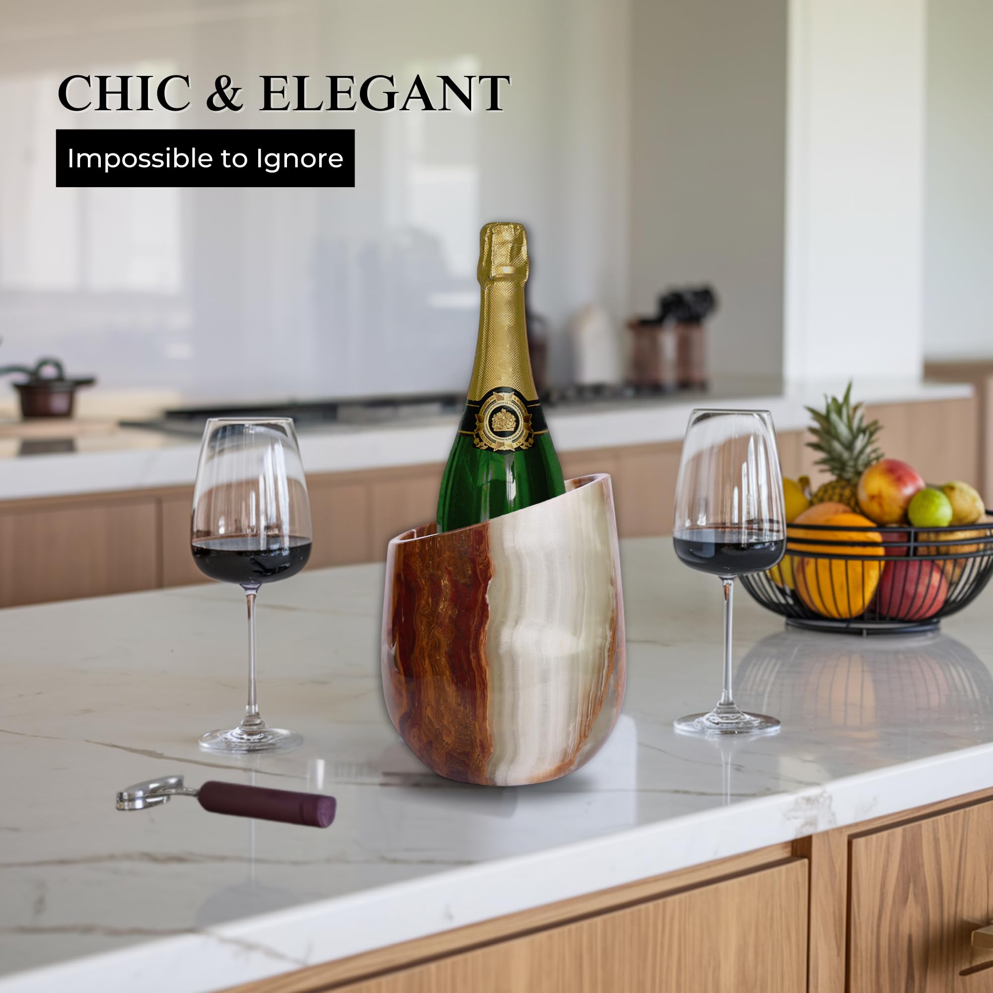 Enfriador de vino de mármol, cubo enfriador de vino de alta calidad, perfecto para botellas de vino, mantiene tu enfriador de champán y seguro, sostiene fácilmente botellas de 750 ml,