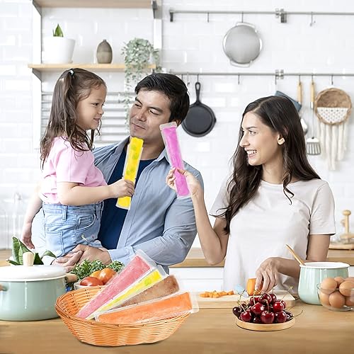 Miniatura 7 de FEBSNOW - 200 bolsas desechables para paletas heladas, tubos de congelador sin BPA con sellos de cremallera, para aperitivos, palitos de yogur,