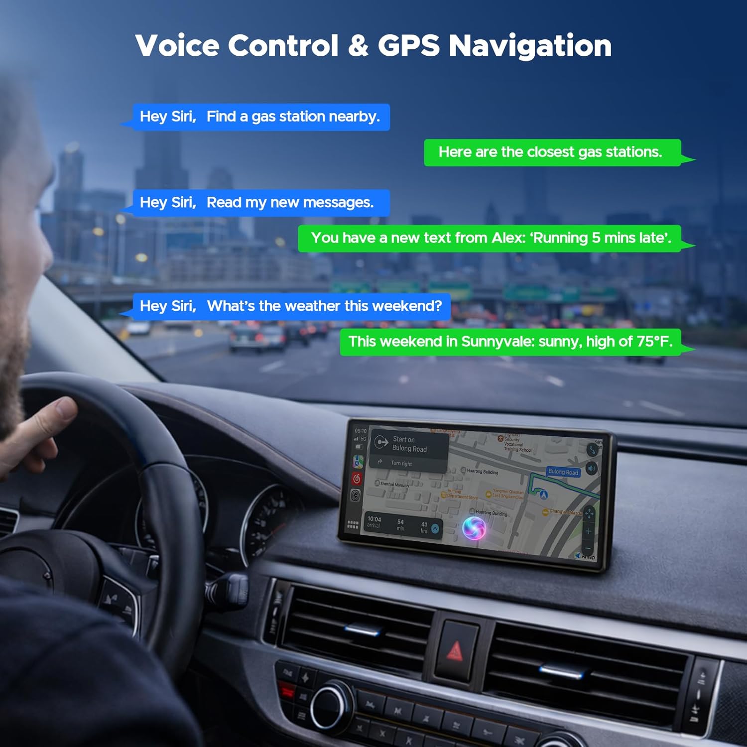 LAMTTO 9.26" Wireless CarPlay Screen for Car - Apple CarPlay & Android Auto Touchscreen, 1600x600 HD IPS Display, Plug & Play, OTA Updates, Waterproof Backup Camera & Screen Mirroring