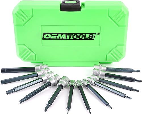 OEMTOOLS 23902 - Juego de llaves hexagonales largas magnéticas SAE de 12 piezas, juego de llaves Allen, llaves hexagonales, 14 pulgadas y 38