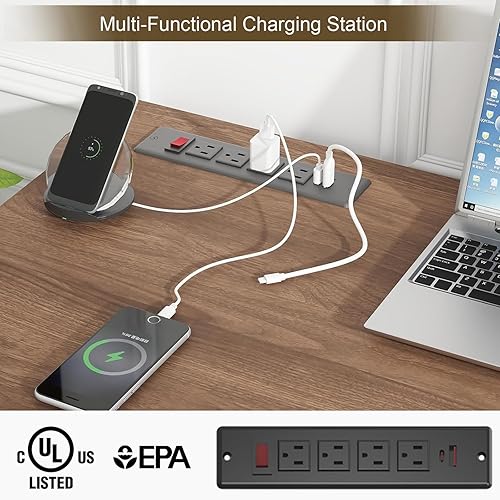 Miniatura 4 de Vabches Escritorio ejecutivo Farmhouse de 47 pulgadas, escritorio para computadora con cajones y armario de almacenamiento, escritorio de