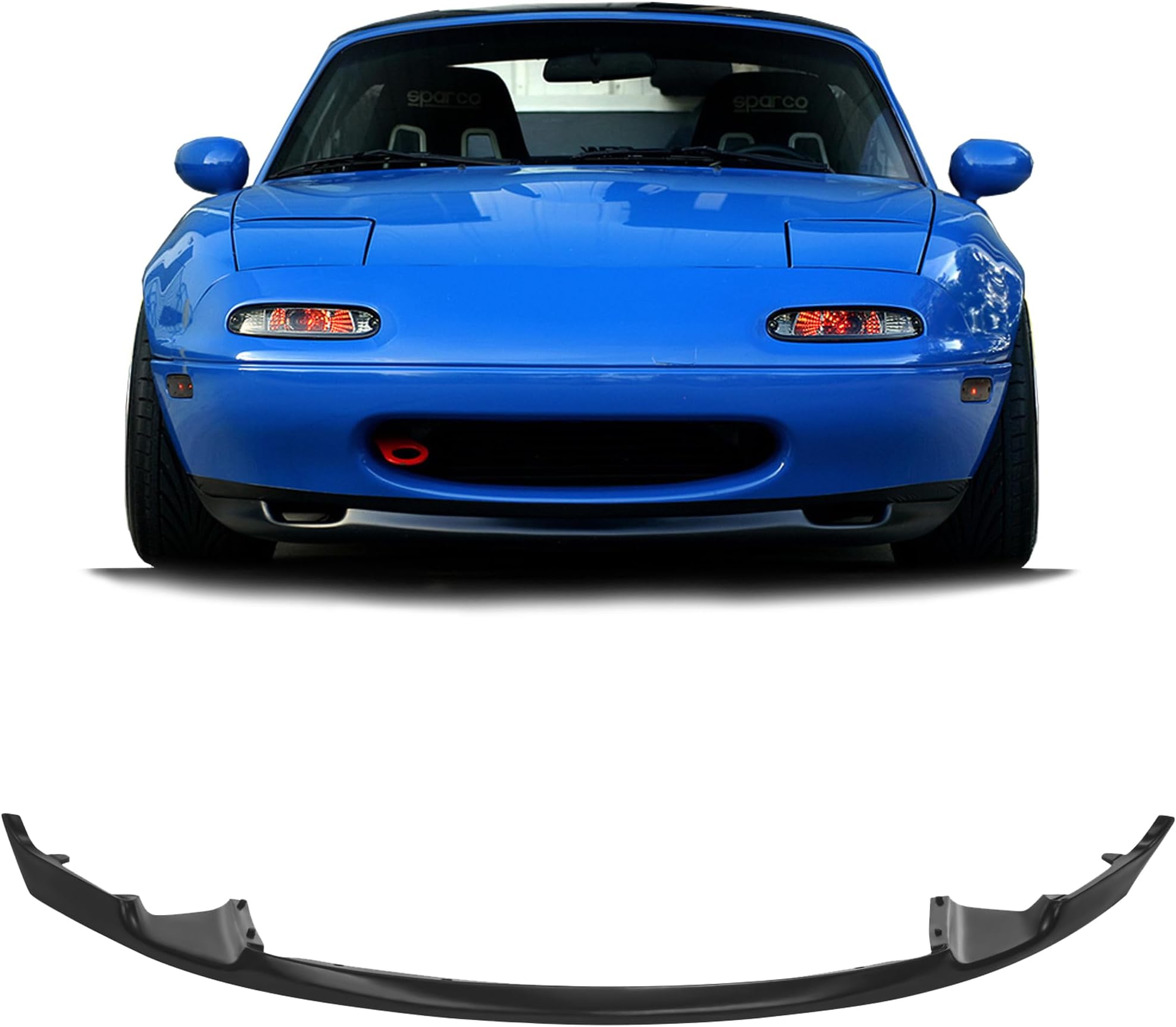 Compatible with/Replacement for Front Bumper Lip, RS Style PU Front Lip Spoiler Black, Fits 1990 1991 1992 1993 1994 1995 1996 1997 Mazda Miata MX-5 (NA) 2-Door Convertible
