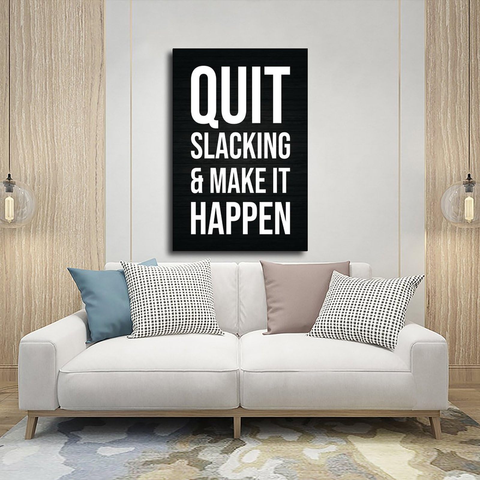 Póster motivacional para pared con texto en inglés "Quit Slacking" (30 x 45 cm)