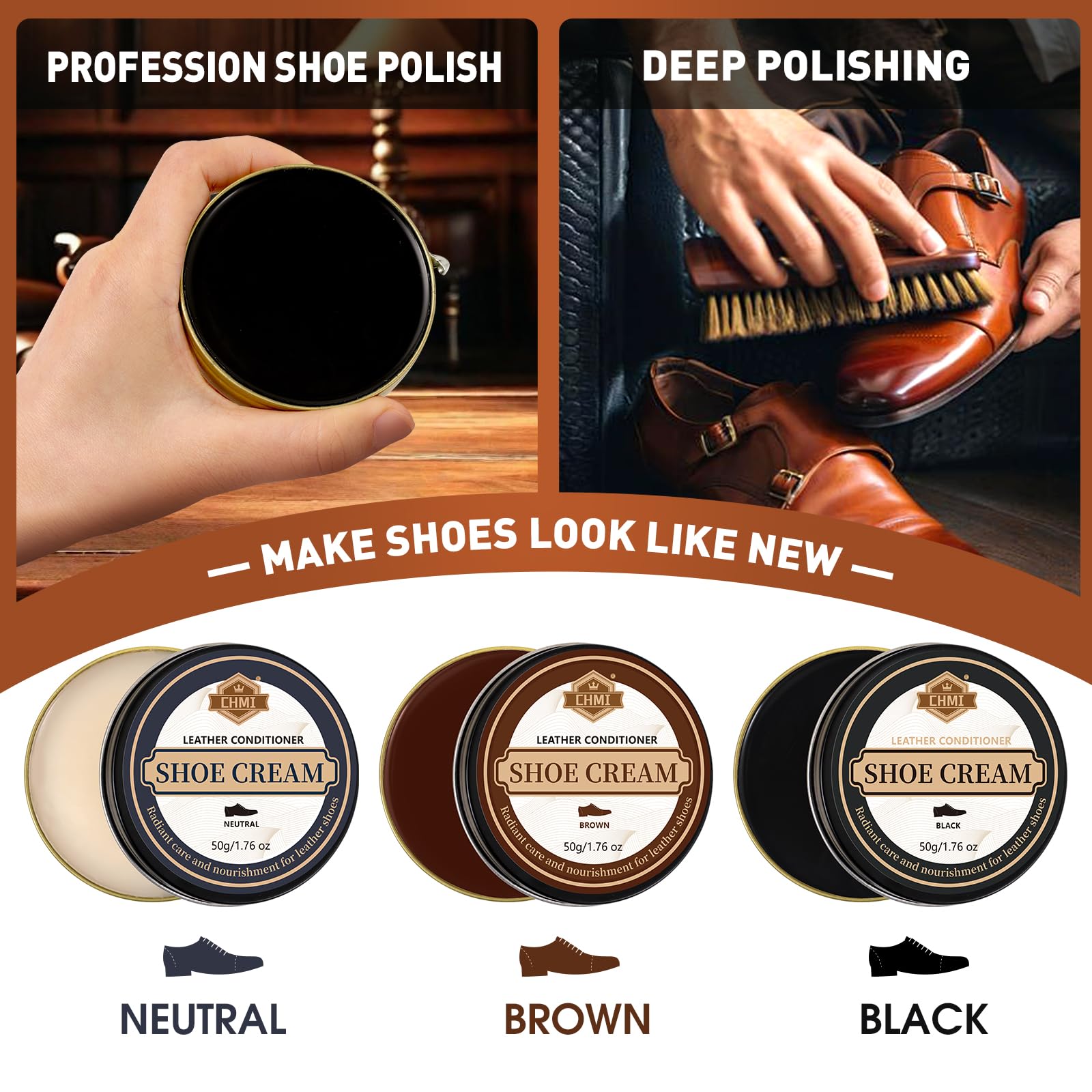 Kit de 16 piezas de brillo de zapatos de cuero para hombres, cepillos de zapatos de aceite de visón y más para kit de esmalte de zapatos, juego de cuidado de zapatos y kit de limpieza de zapatos para