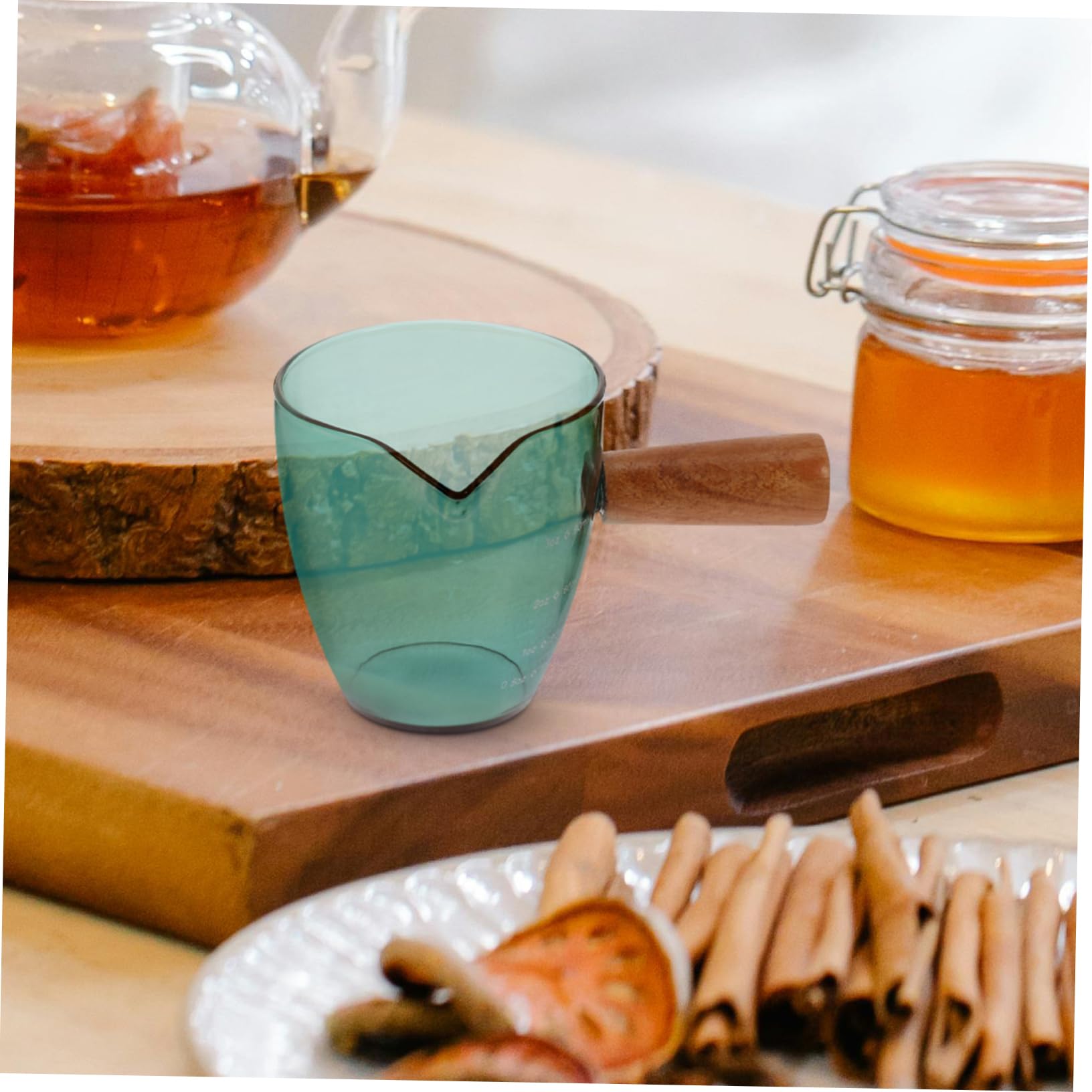 iplusmile 5pezzi Piccola Caraffa Con Manico Legno Misurino Per Latte e Perfetta Per Caffè e Tè Casa o Al Ristorante