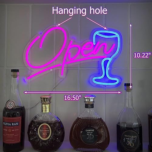 Miniatura 3 de Letreros de neón abiertos para decoración de pared de 16.5 pulgadas, letrero de neón con barra LED con interruptor remoto para bares, tiendas,