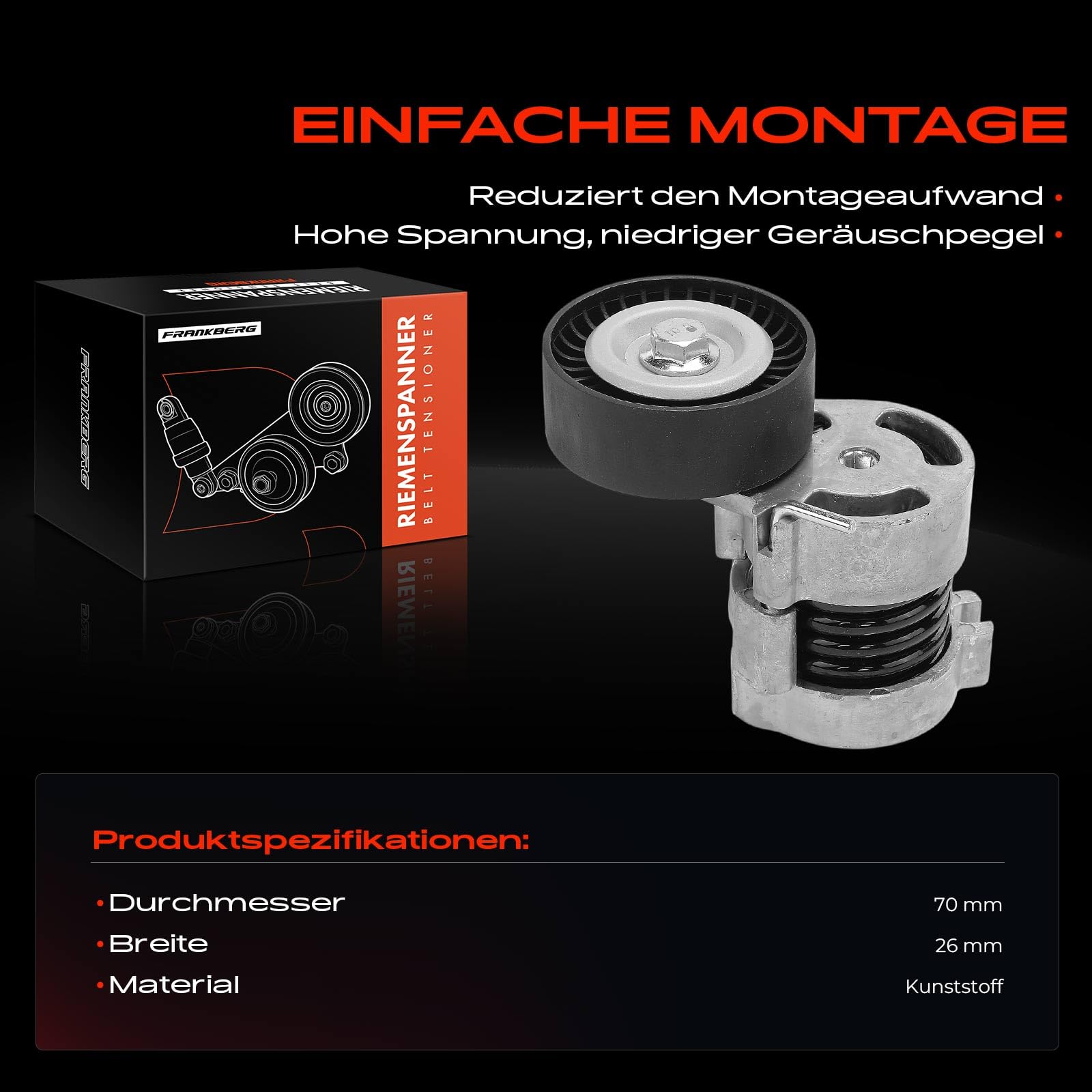 Frankberg Riemenspanner Keilrippenriemen für 1er E81 E87 E88 3er E46 E90 E91 5er E60 X1 E84 X3 E83 Z4 E85 Benzin 2000-2015 11287524267