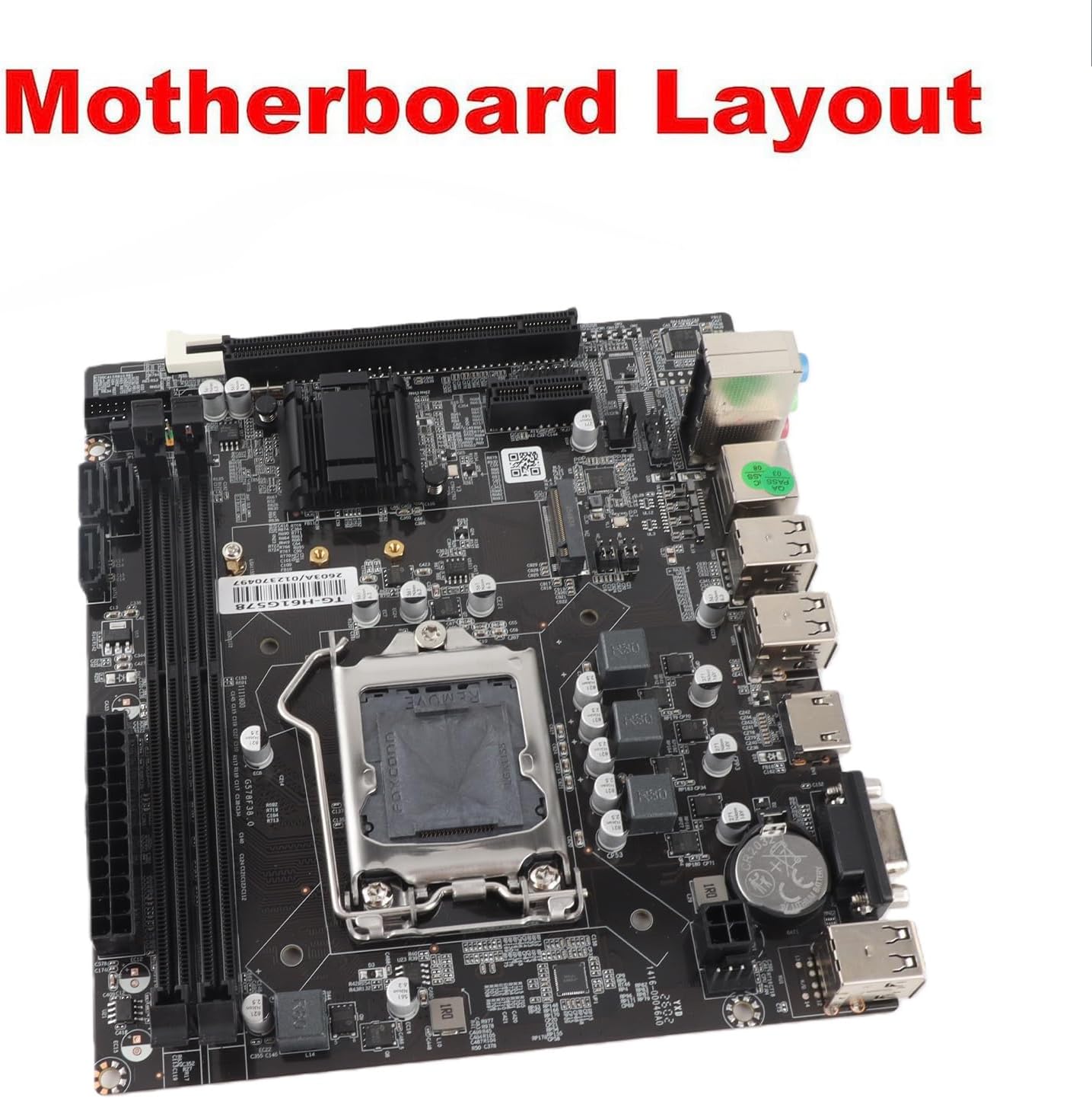 Desktop Motherboard, Channel DDR3 Computer Motherboard for PC, H61 6 USB2.0 DDR3 M.2 NVMe NGFF 100Mbps LAN Micro ATX Motherboard for LGA1155
