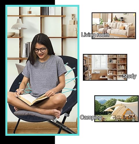 Miniatura 5 de Silla Bungee portátil plegable, silla de juego Bunjo para exteriores e interiores y campamento y barbacoa (rosa) (pequeño negro)