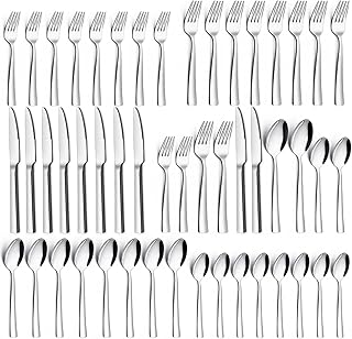 Cutlery Set for 12 People, 60-Piece Stainless Steel Cutlery Set, Cutlery Set with Knife, Fork, Spoon, Stainless Steel Cutlery for Family/Party/Restaurant, Highly Polished & Dishwasher Safe
