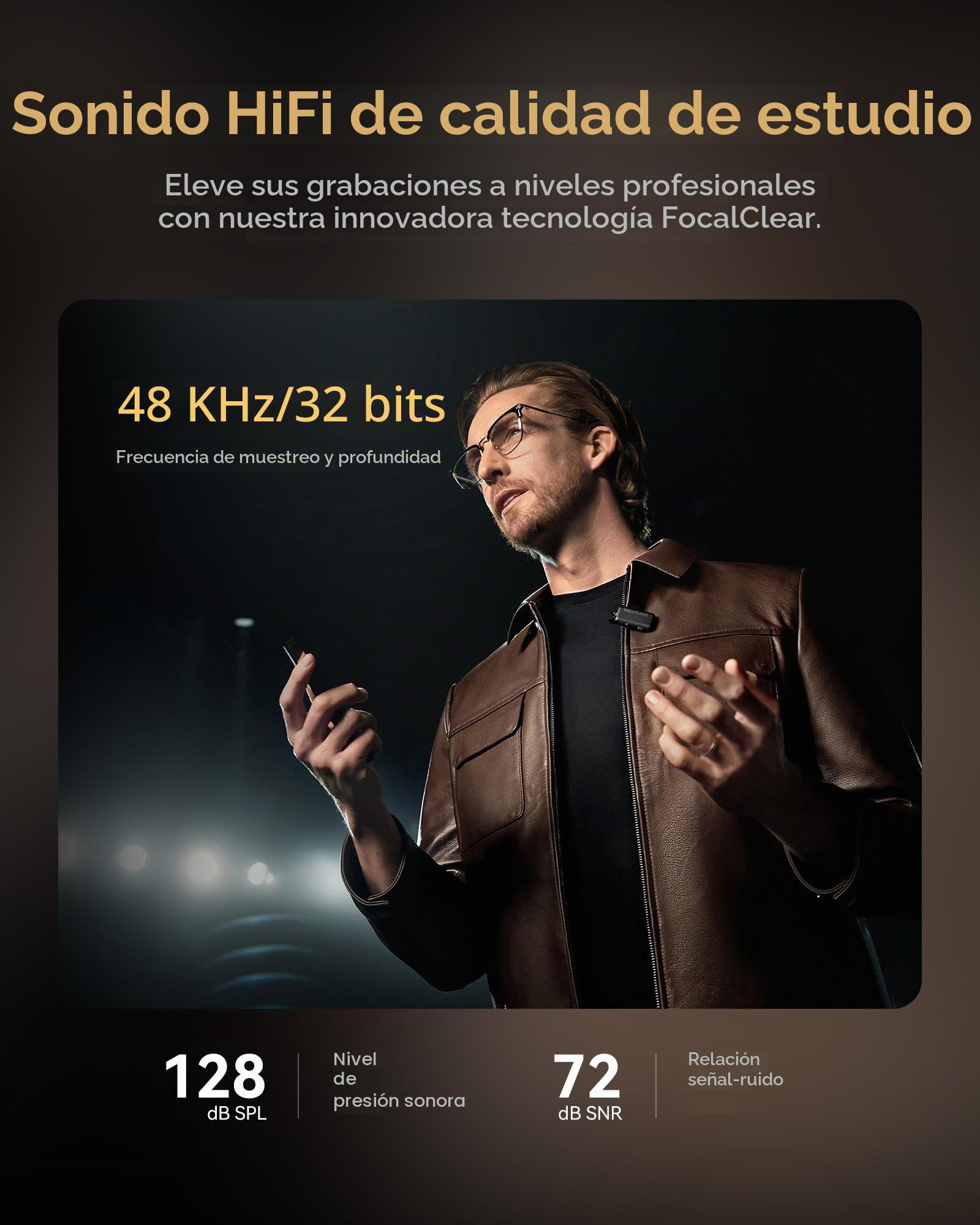 Hollyland LARK MAX 2 Ultimate Combo, micrófono inalámbrico,cancelación de ruido inteligente, monitoreo de audio inalámbrico, grabación interna flotante de 32 bits, micrófono para cámara,iPhone y USB-C | Micrófono Lavalier inalámbrico, diseñado para escena