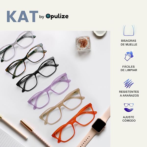 OPULIZE KAT Gafas de Lectura - Pack de 3 - Elegante Montura Ojo de Gato - Malva, Naranja, Topo - Hombres y Mujeres - Bisagras de Muelle - RRR59-5GU - +1.00 - 4