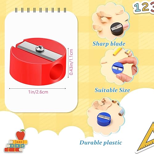 Miniatura 2 de Glenmal 72 sacapuntas a granel para niños, mini sacapuntas de mano de plástico, sacapuntas manual redondo colorido para aula, suministros de