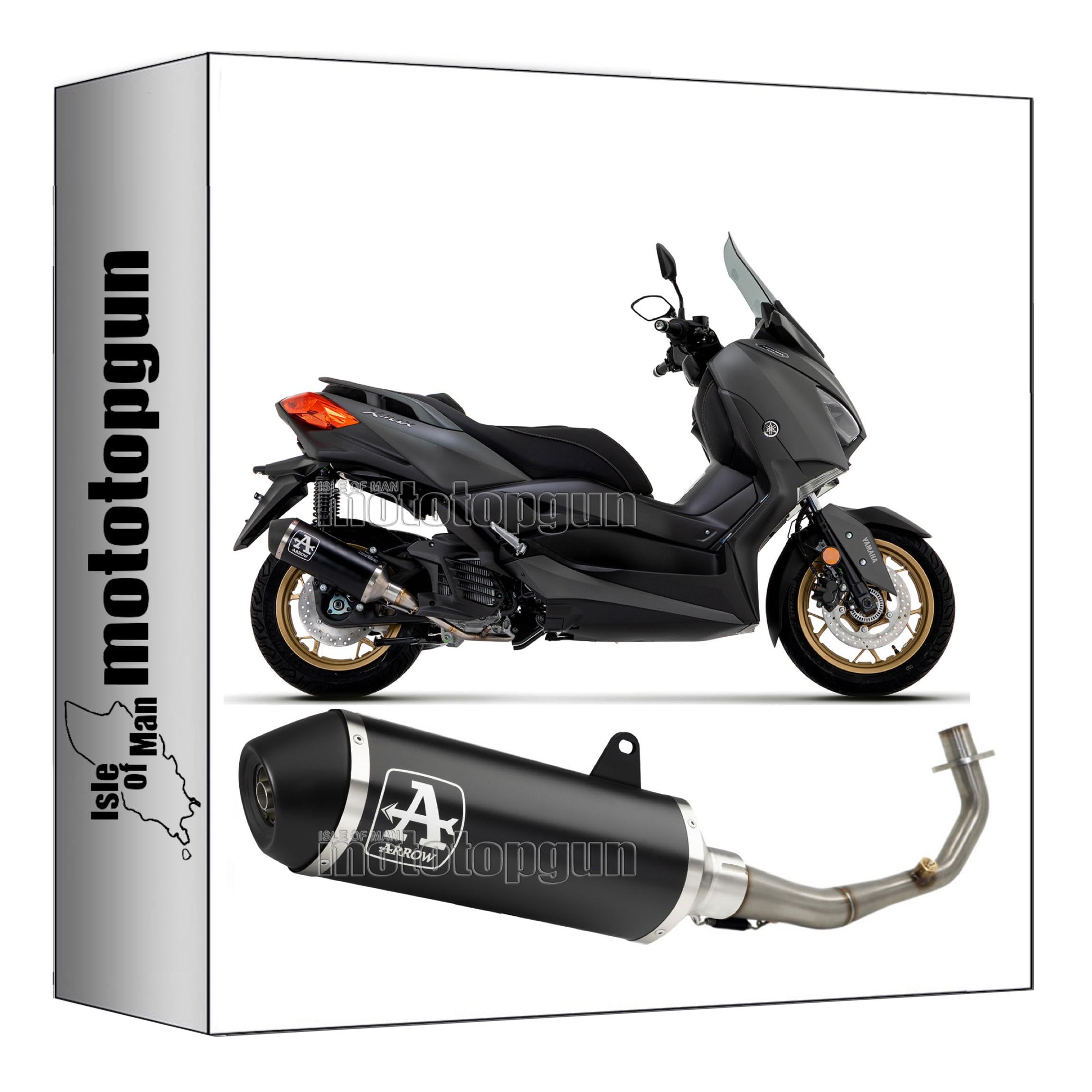 arrow scarico completo + collettore omologato open urban alluminio nero nero compatibile con yamaha xmax x-max 125 2023 2024 mototopgun