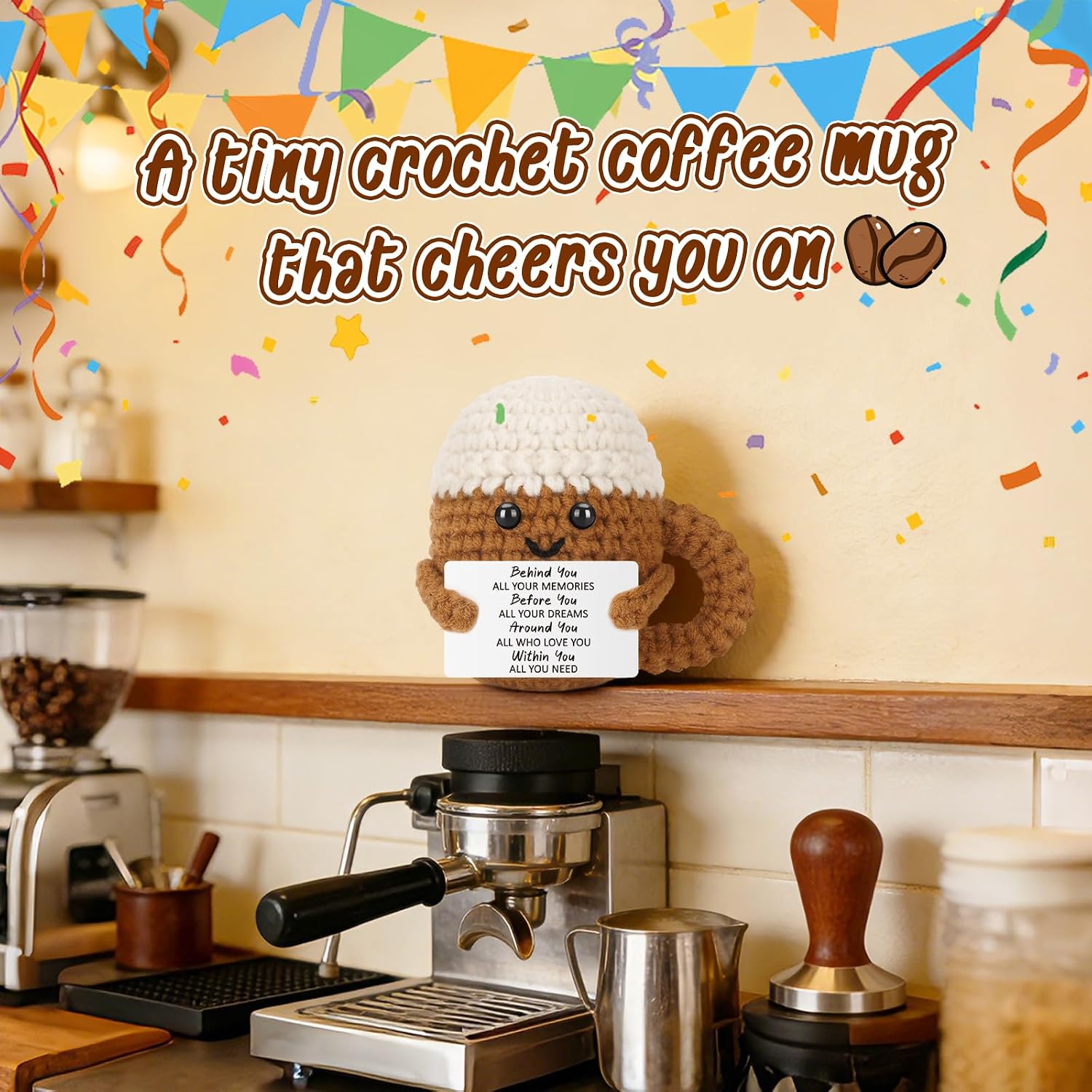 Funny Crochet Coffee Mug Gifts for Best Friend, Emotional Inspirational Support Gifts for Kids Teen Colleges Sisters Nurses, Positive Coffee Lover Gift for Graduation Birthday Present for Son Daughter
