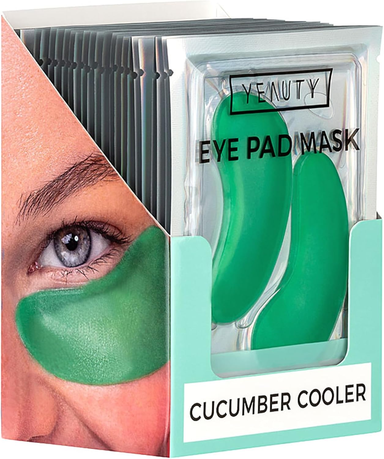 Cucumber Cooler Eye Pad Mask, verzorgend serum van komkommerextract, hyaluron en niacinamiden, koelt en glad maken de huid, hydraterend, 25 stuks