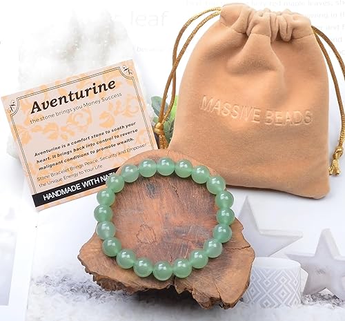 Vista 159 de MASSIVE BEADS Pulsera elástica de yoga hecha a mano con piedra natural, cristal curativo, energía, regalos para adultos unisex de 0.157 in, 0.236