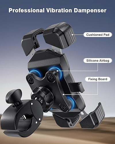 Miniatura 2 de Soporte de teléfono para bicicleta con amortiguador de vibraciones, soporte para teléfono celular de motocicleta antivibraciones, soporte de