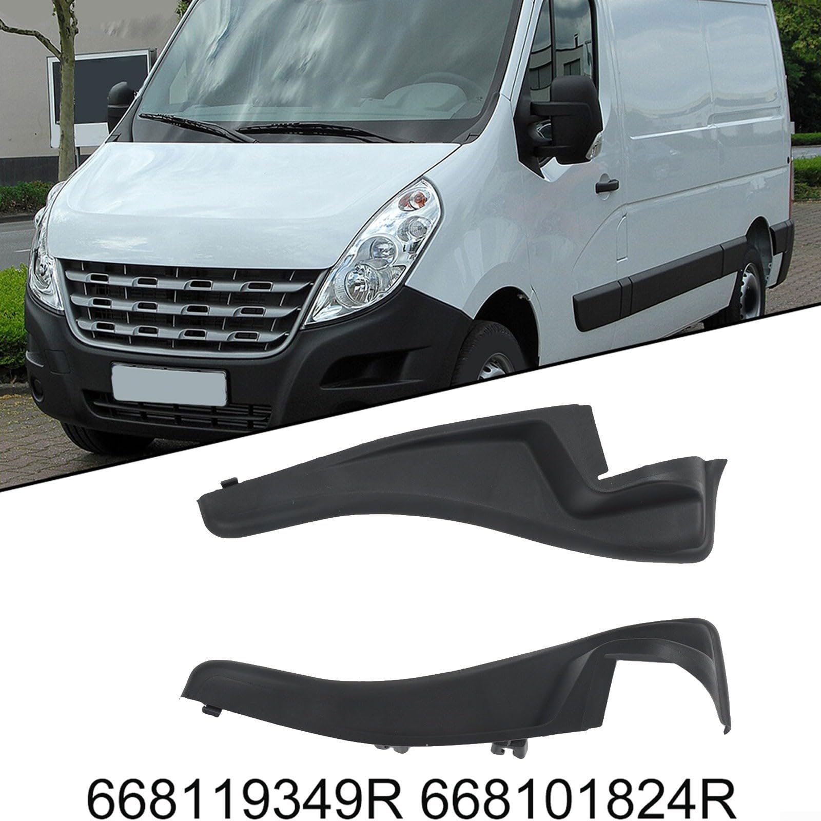 Copertura per parabrezza per Renault Master III IV, pannello deflettore d'aria in ABS, ricambio OEM 668119349R 668101824R, nero, confezione da 2