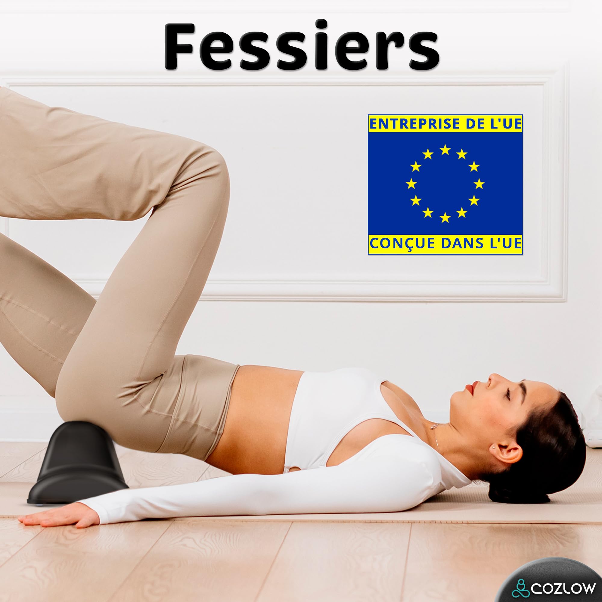 Cozlow Outil de massage pour libération du psoas – Noir – Étireur musculaire des muscles fléchisseurs du dos et des hanches – Masseur de tissus profonds pour soulager la douleur – par Cozlow