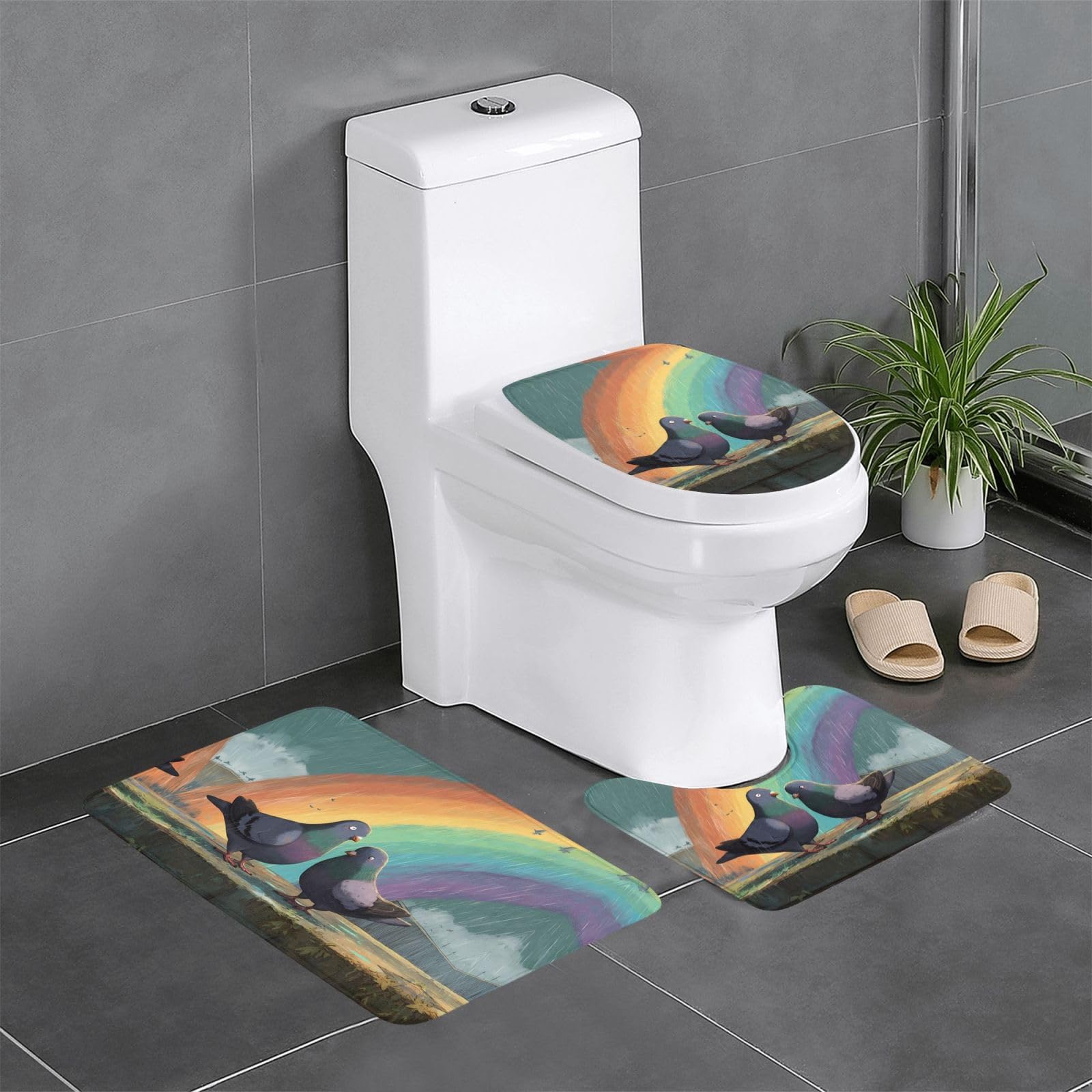 Tapis de salle de bain antidérapants WHJDPP 3 pièces absorbants pour sol de WC