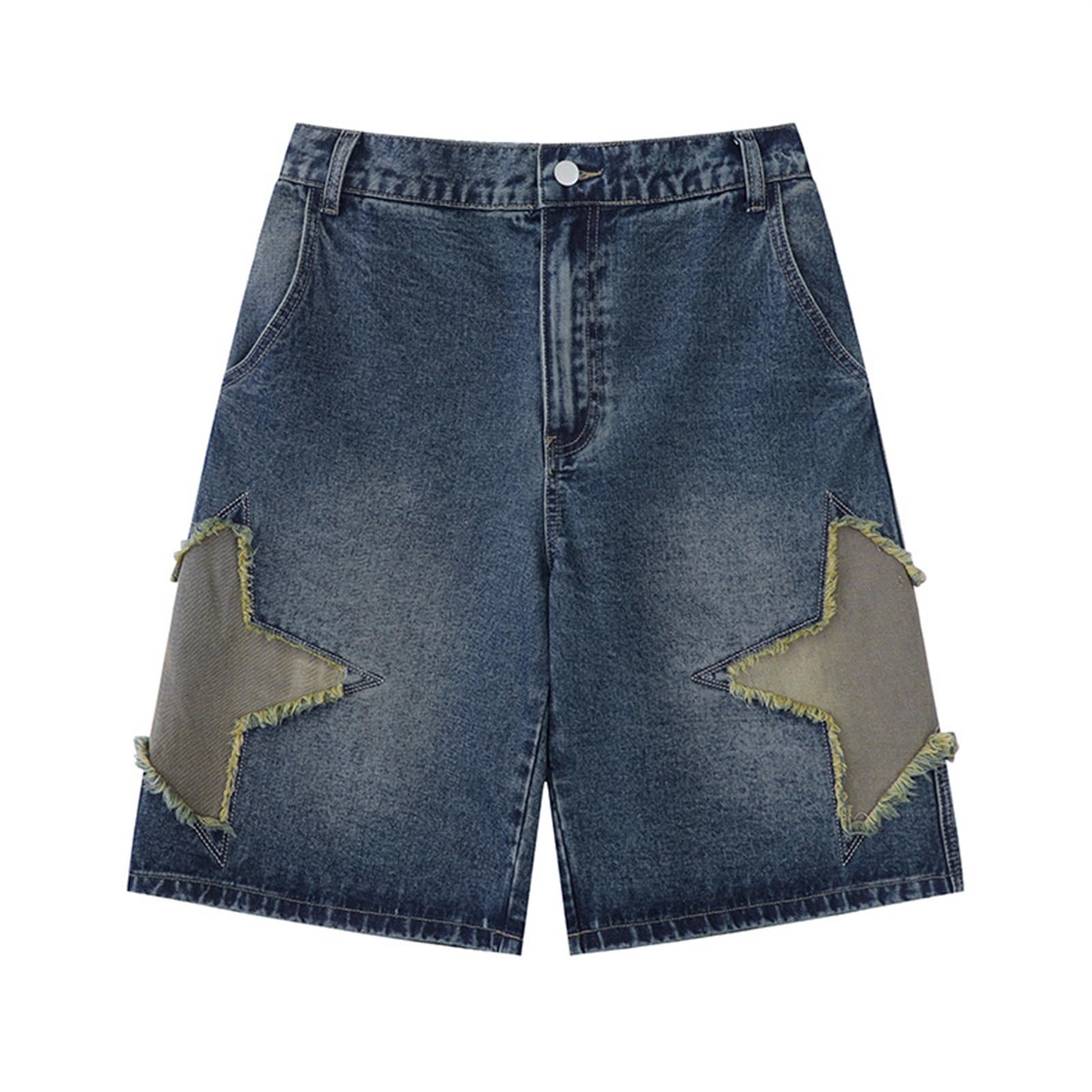 Short en denim bleu à imprimé gothique aux finitions soignées - 8