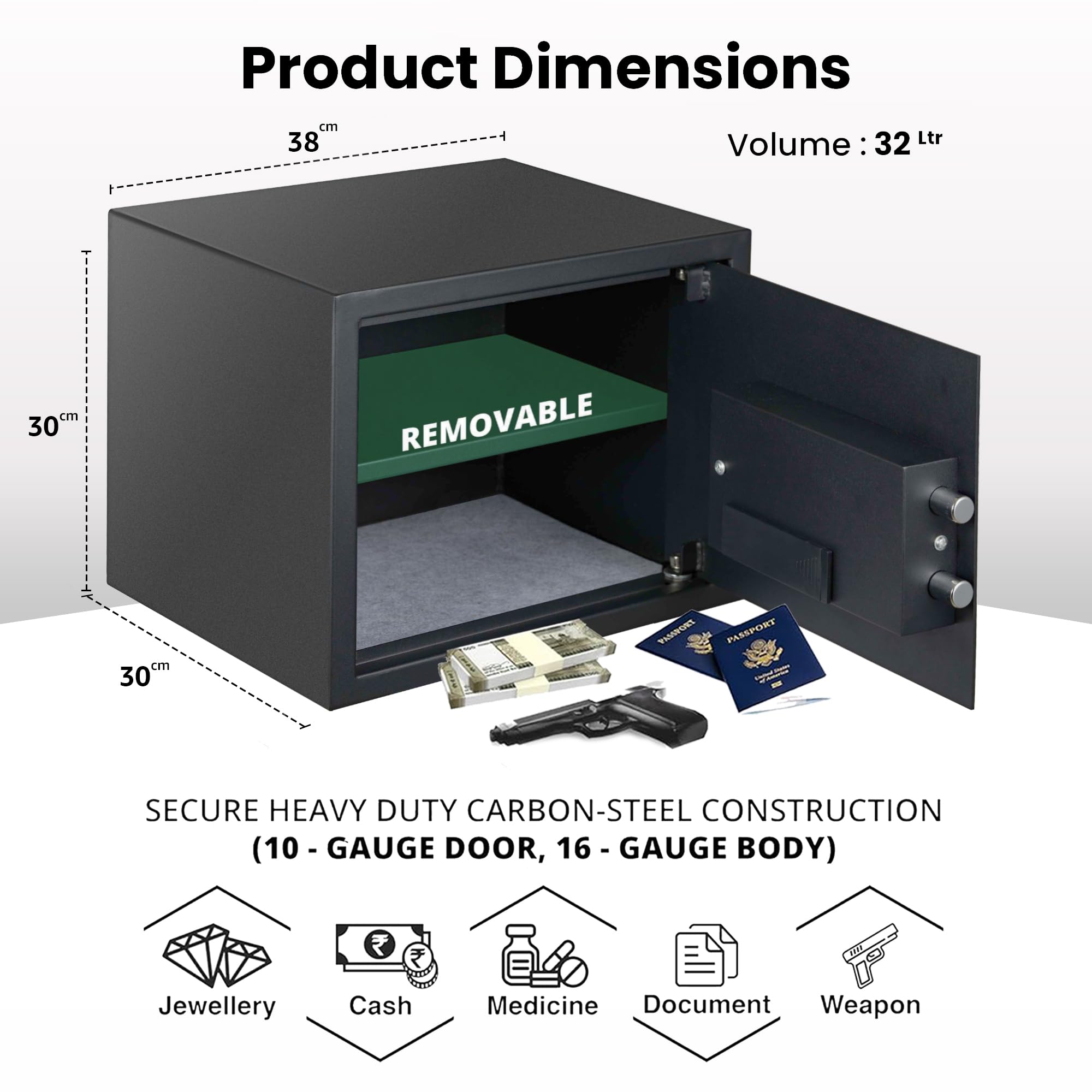 SecureHome Safe Locker - Digital & Key Access -2 SecureHome Safe Locker - Digital & Key Access -2