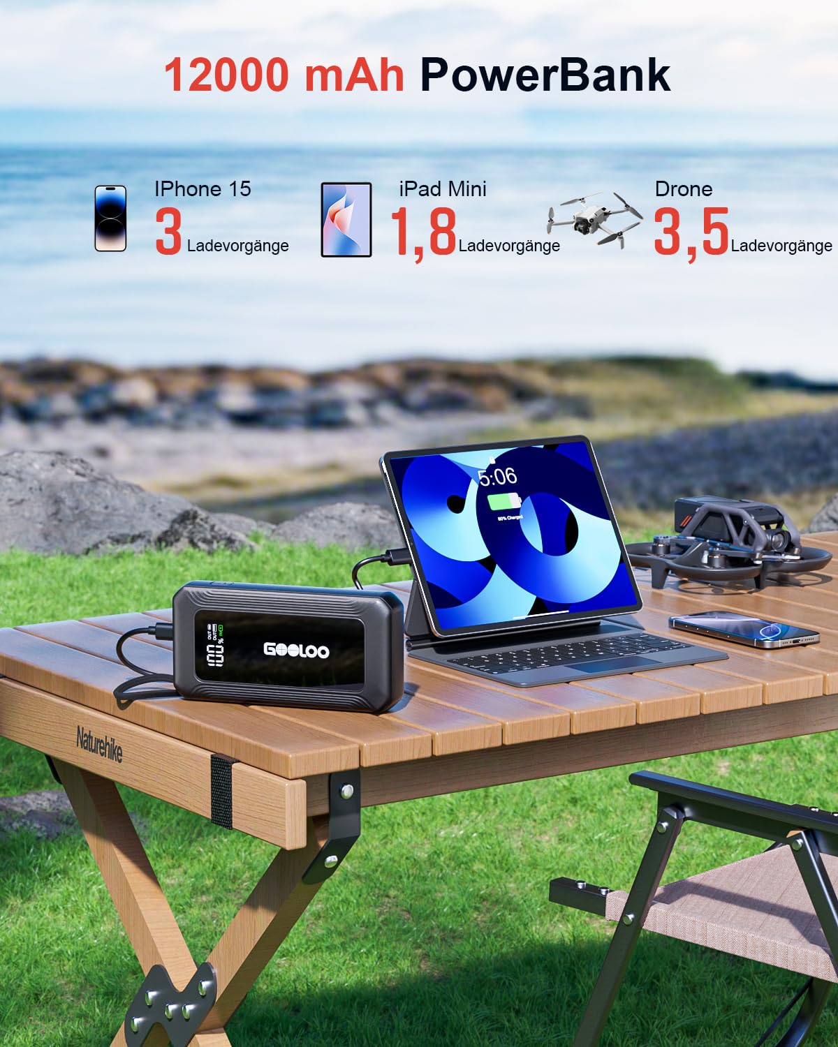 GOOLOO G7 Starthilfe Powerbank für pkw, 3000A Tragbare Starter Powerbank mit 45W USB-C Schnellladung & LED-Taschenlampe, Booster Auto Starthilfe für 12V (Bis zu 8.5L Benzin/6L Diesel)