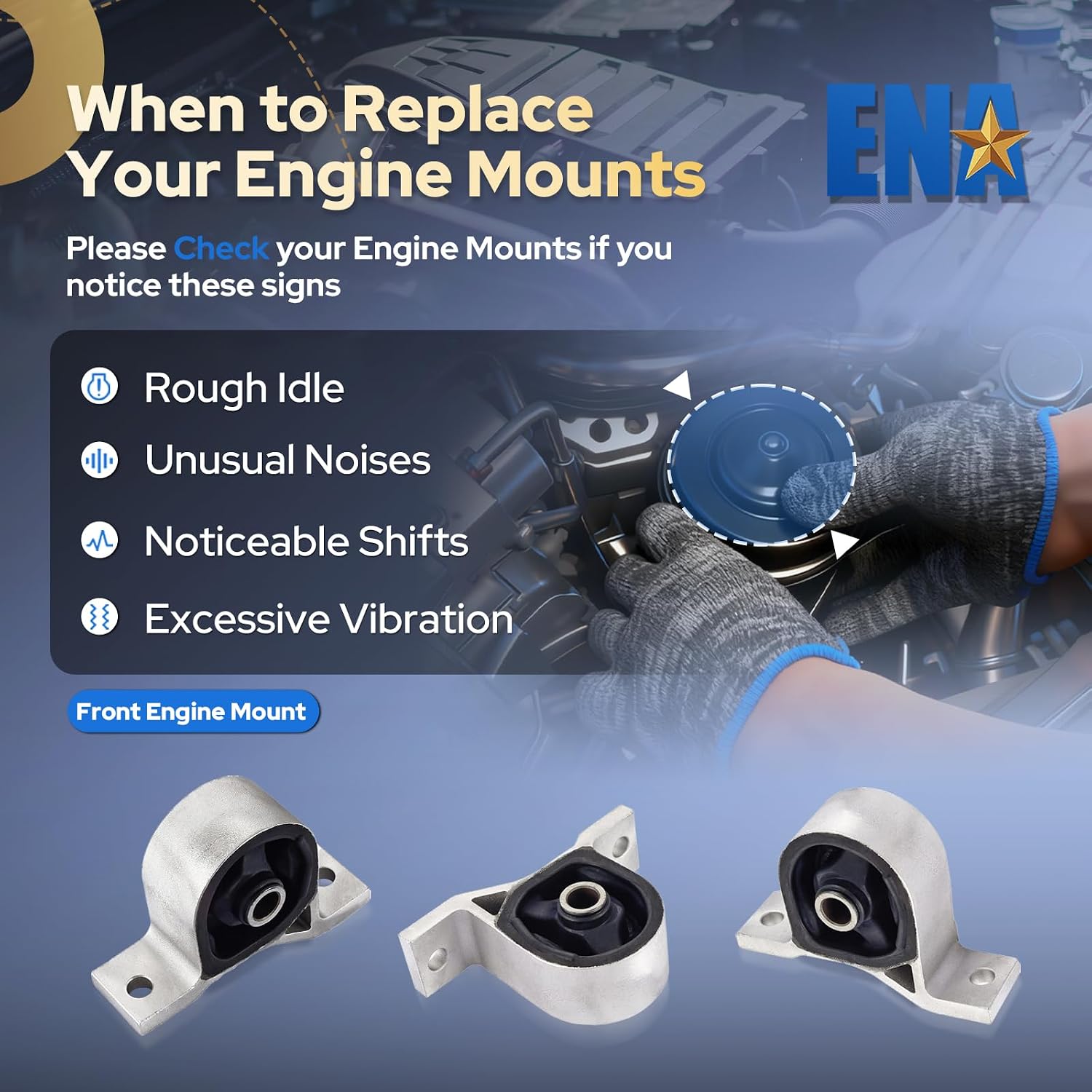 ENA Front Engine Mount Compatible with Acura Honda EL Civic 1.7L Auto Trans Replacement for A6595