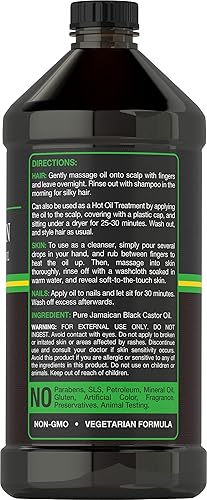 Miniatura 2 de Carlyle Aceite de ricino negro jamaicano de 16 onzas | Nutre el cabello, la piel y las uñas | Acondicionador hipoalergénico natural