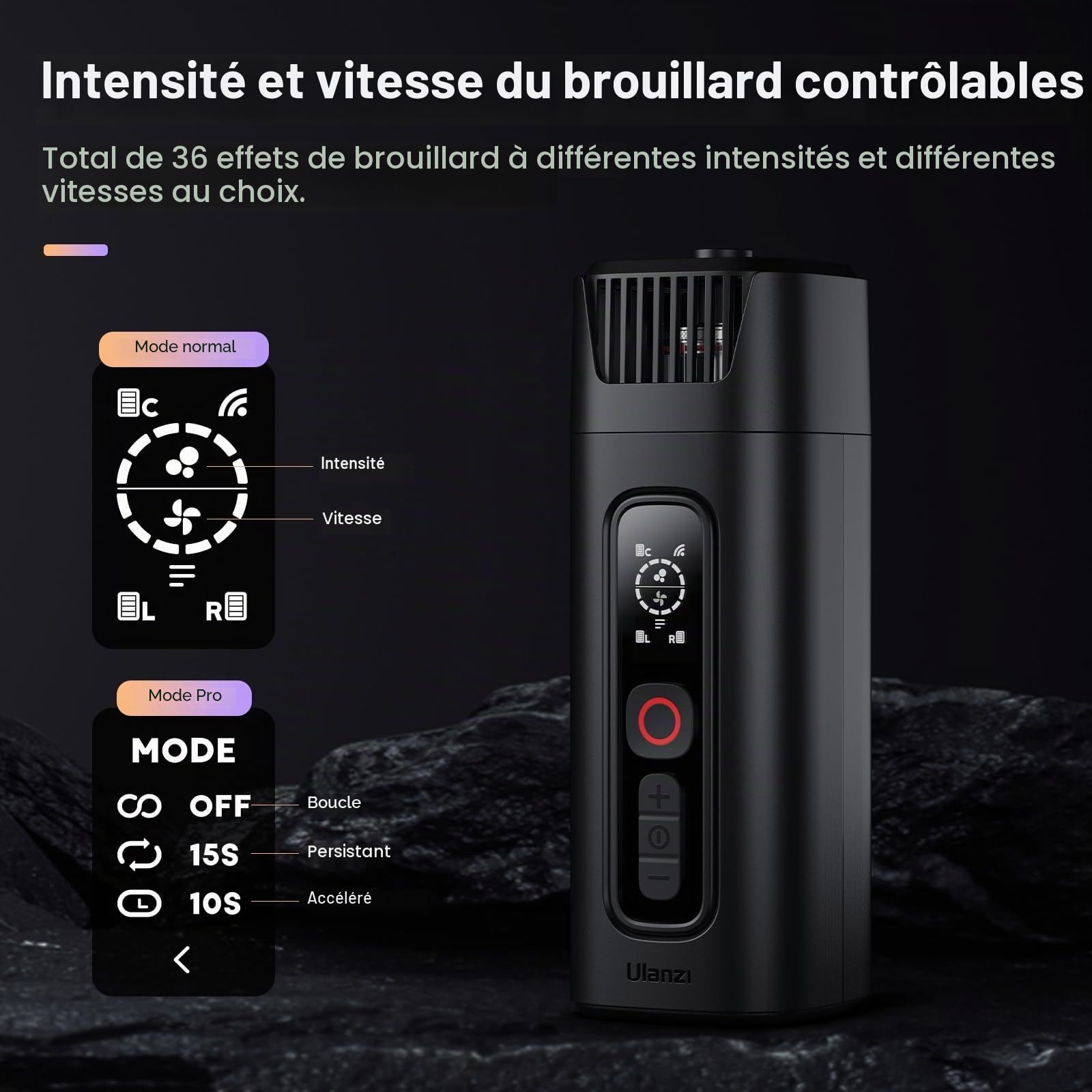 ULANZI FM01 FILMOG Ace Machine à fumée portable avec télécommande pour photographie, événements en plein air, fêtes, effets de scène, mariages, R001