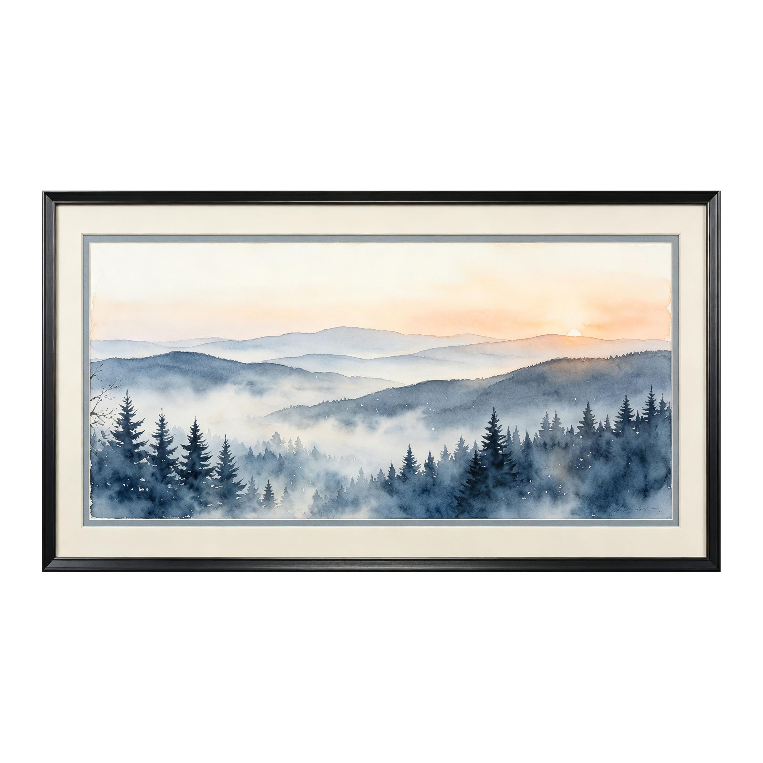 Yzpallescene Art260711002 3D Framed Wall Art Misty Mountain Forest Watercolor Landscape Large Size Selfadhesive Removable Wall Decor Prints Artwork For Living Room Bedroom Office