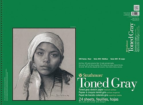 Miniatura 9 de Strathmore 412-109 30 fibra de postconsumo bloc de boceto reciclado tonificado 9 x 12 pulgadas gris 50 hojas