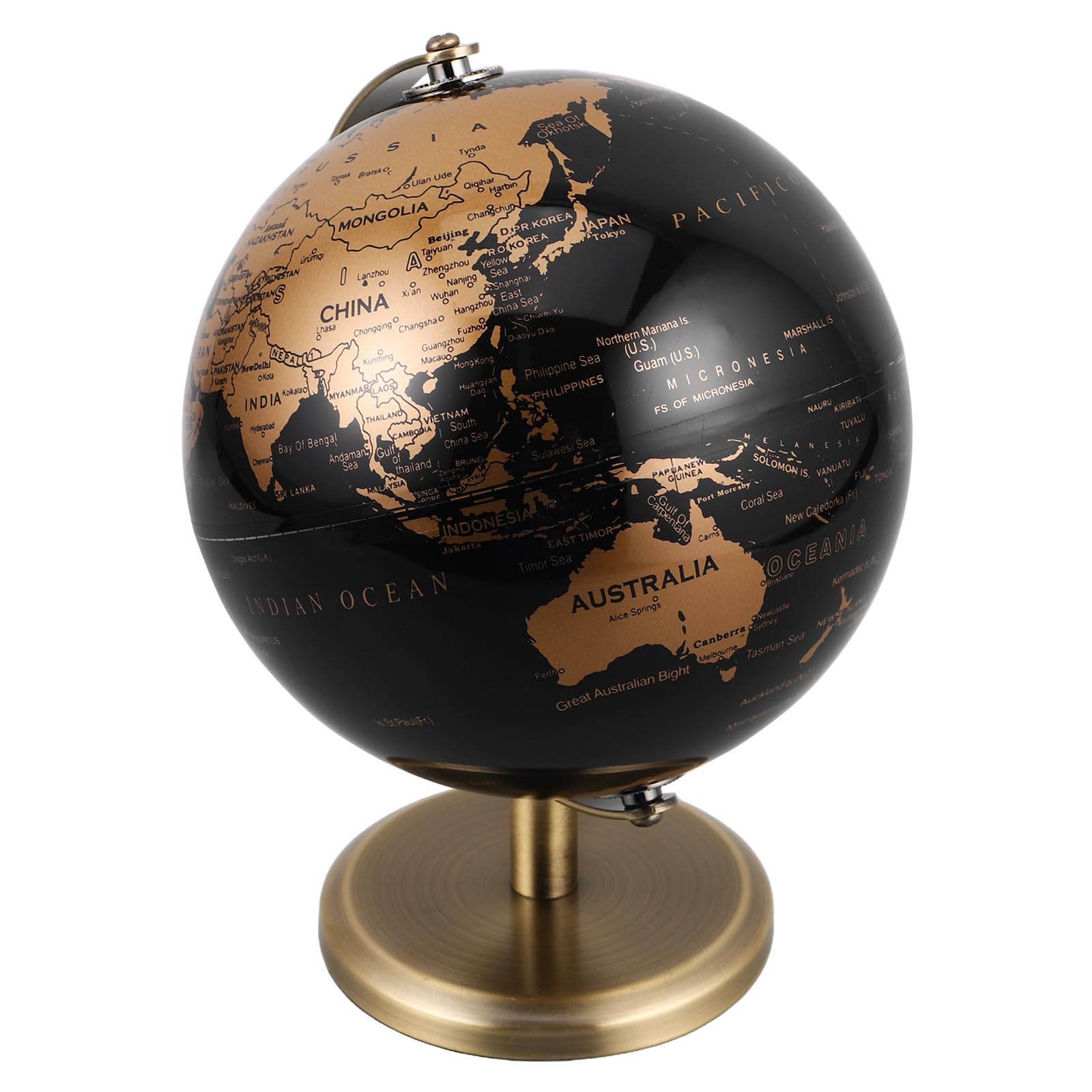 Globo Terrestre da Scrivania Vintage in Metallo, Rotante, Oro