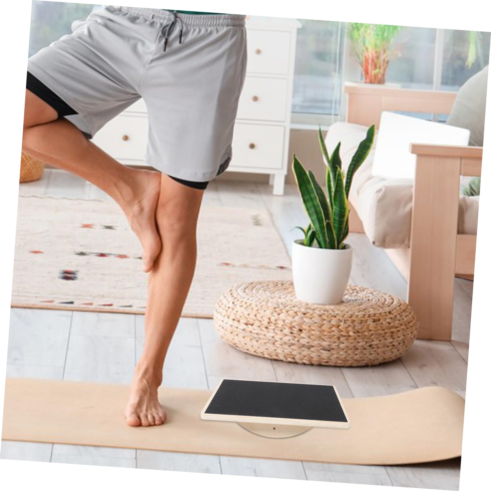 Tavola Equilibrio in Legno Rettangolare per Allenamento Adulti | Stabilità e Coordinazione, Uso Home Gym, Design Antiscivolo per Esercizi Quotidiani