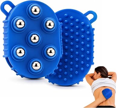 Lymphatic Massage Gloves with Rollers, Multiple Massage Points, Blue