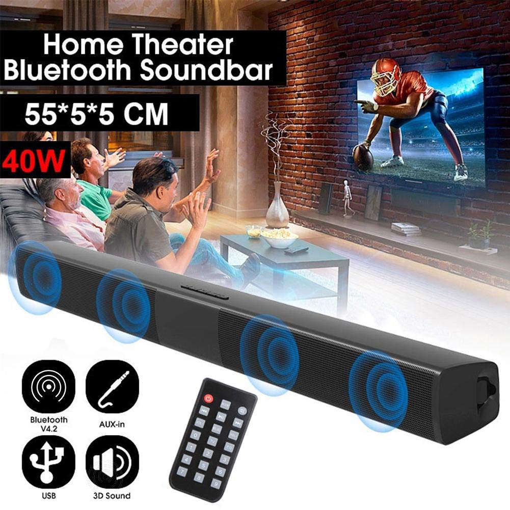 Barra De Sonido para El Hogar, Recargable Inalámbrico Bluetooth TV Home Theater Radio FM Altavoz Estéreo para TV con Subwoofer Incorporado Y Entrada Óptica HDMI ARC, USB, RCA +