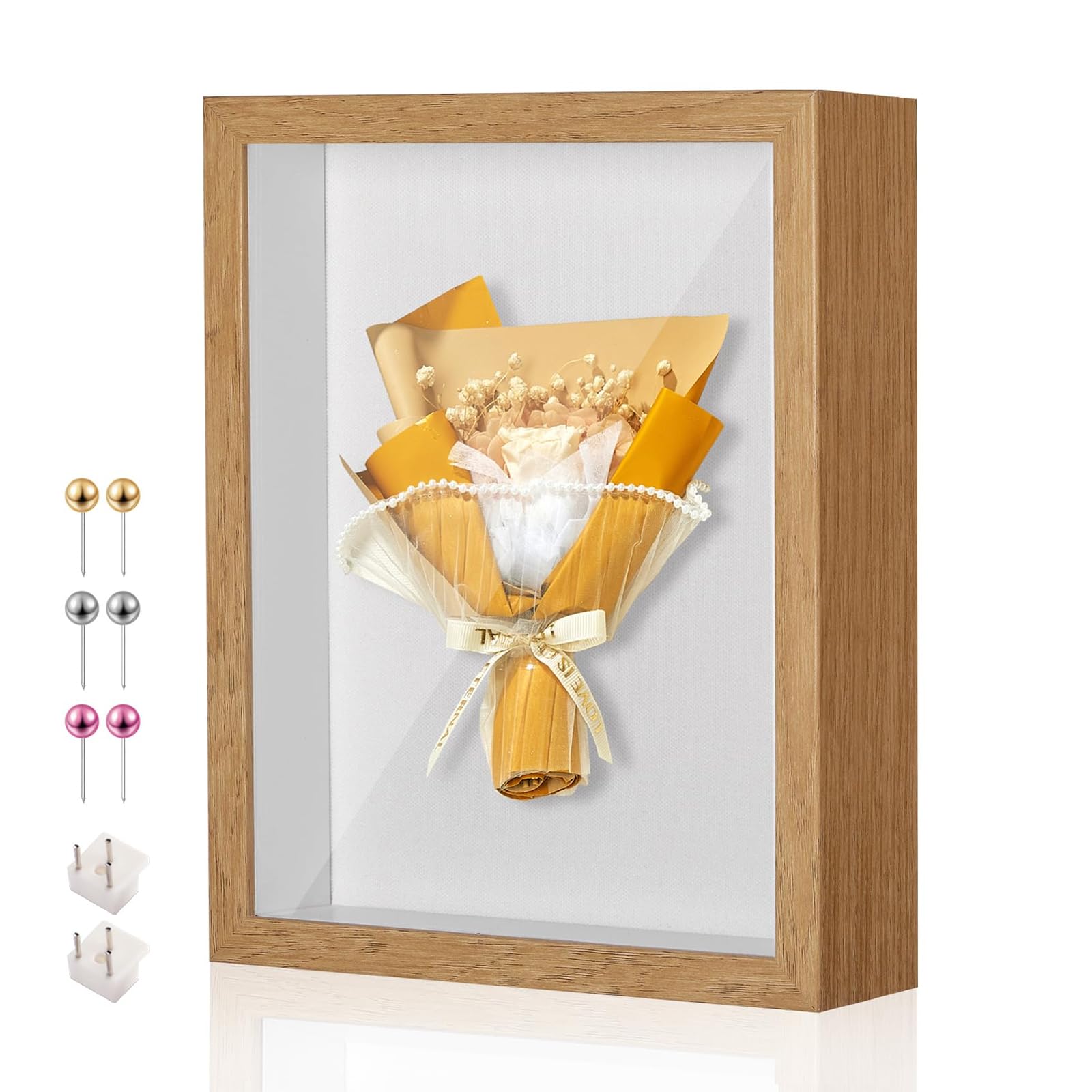 MGLIFEUL 8x10 Inch Shadow Box Frame with Real Glass Panel & Soft Linen Back