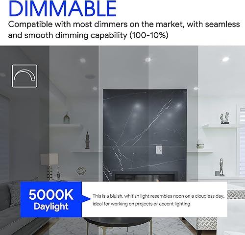 Miniatura 10 de Energetic - Paquete de 20 bombillas LED empotrables BR30 de 65 W, regulables, 650 lúmenes, blanco suave 2700 K, base E26, luz de inundación interior