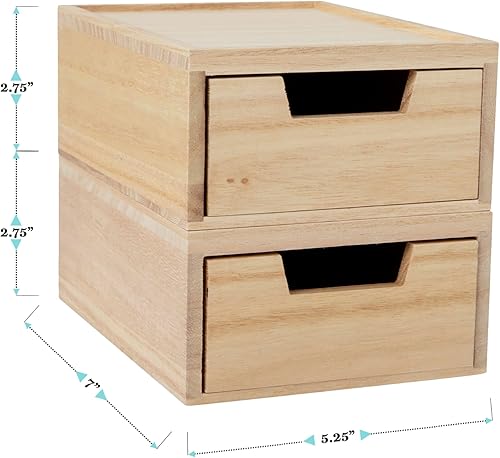 Miniatura 3 de Martha Stewart Weston Cajas de almacenamiento apilables de madera con cajones extraíbles, organizadores de almacenamiento de madera de Paulownia,
