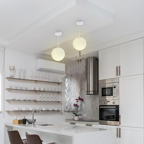 Miniatura 7 de Uonlytech Pantalla de cristal G9 Lámparas de techo Ventiladores de techo blancos Lámpara de globo Lámpara de cristal Reemplazo de pantalla Esférica