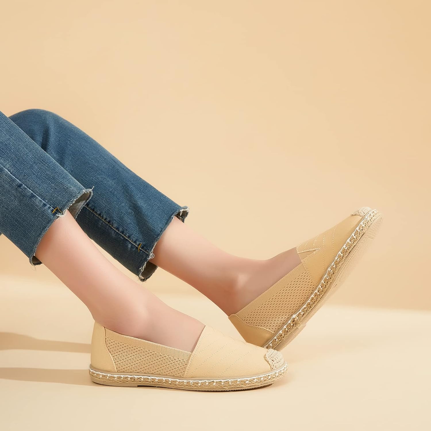 Women's Flats Shoes,Breathable Black Espadrilles Flats,Black and White Slip on Shoes(Lightweight and Soft) - Image 7