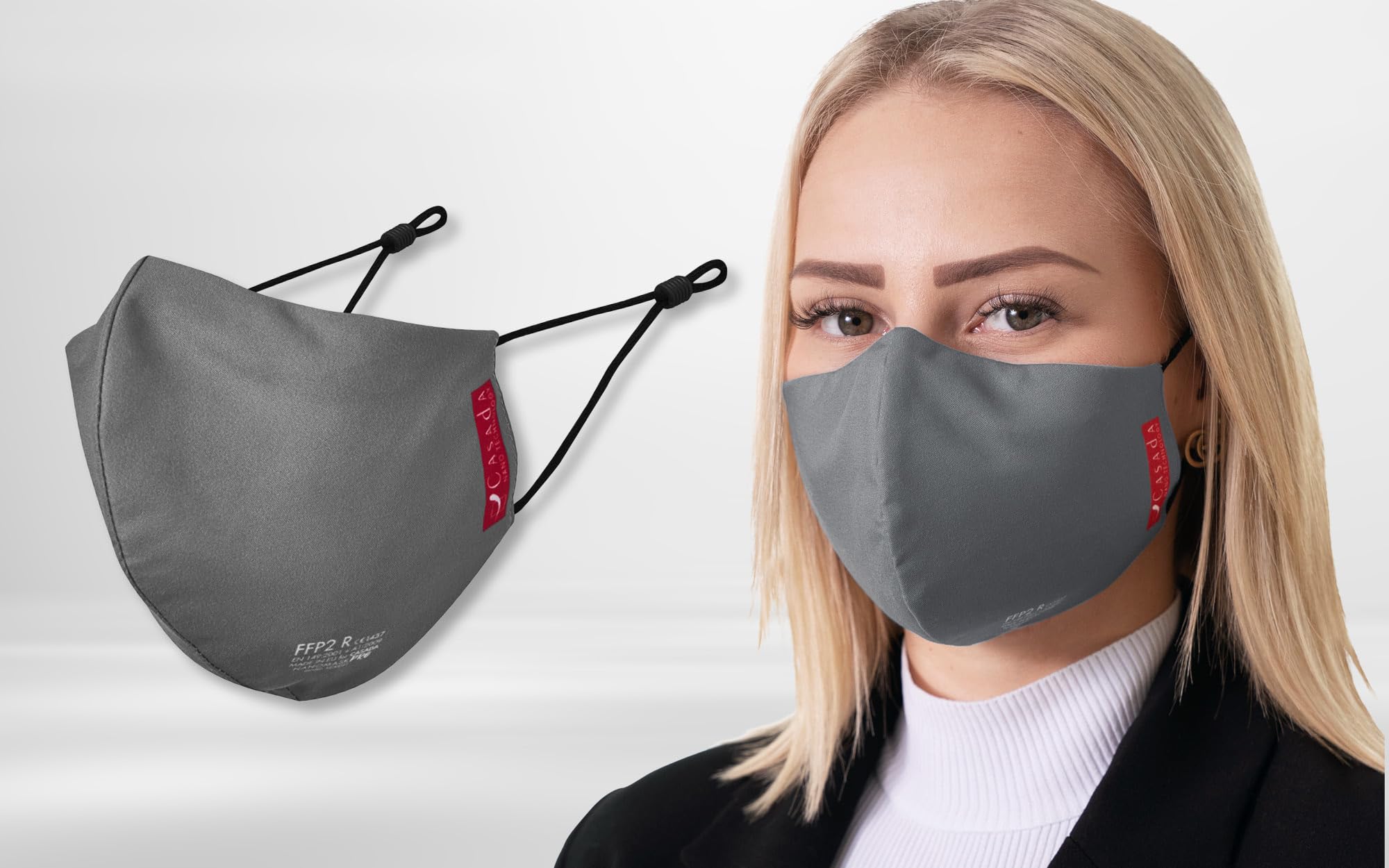 Casada FFP2 zertifizierte Nano-Maske-PRO grau ab 5er Set Gesichtsschutz Hygiene Schutzmaske Mehrwegmaske Mundschutz Wiederverwendbar Waschbar