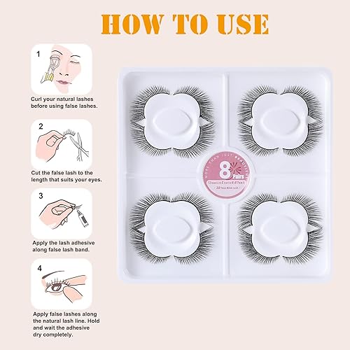 Miniatura 6 de Pestañas de ángel de ojo de gato, pestañas de zorro de 0.512 in, pestañas cortas naturales 3D de visón sintético, pestañas finas, 8 pares por Inmiss