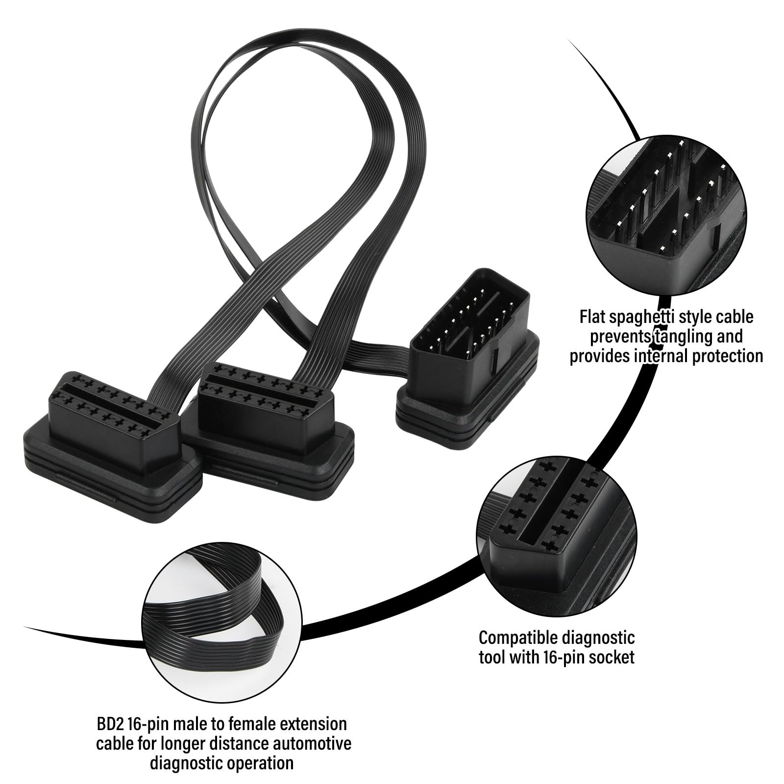 Kabel przedłużający OBD2 rozdzielacz Y kabel męski 16 pinów do podwójnego żeńskiego samochodu części diagnostyczne